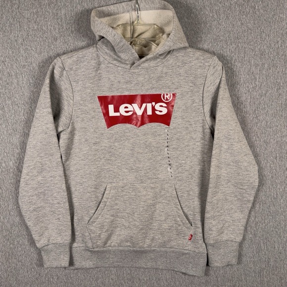 Levi's Other - Levis Sweatshirt Hoodie Boys Large Gray Red Batwing Logo Pullover 12-13 yrs NEW